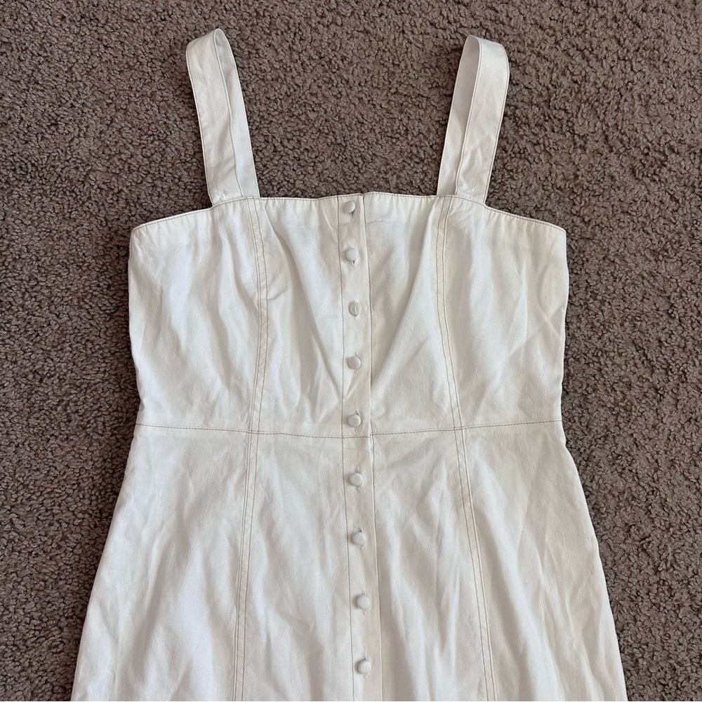 Theory Womens 4 Kayleigh Linen Blend White Button Front Mini Dress - Picture 6 of 16